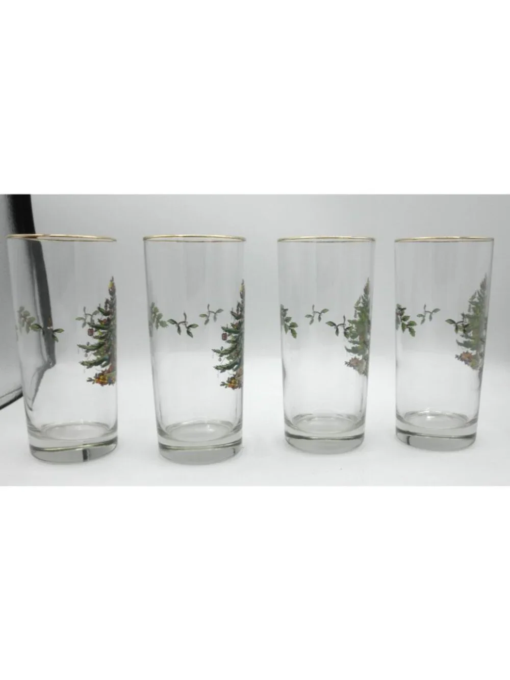 Spode Christmas Tree 15 Ounce High Ball Glasses Set of 4 Pattern Code: SP CHT